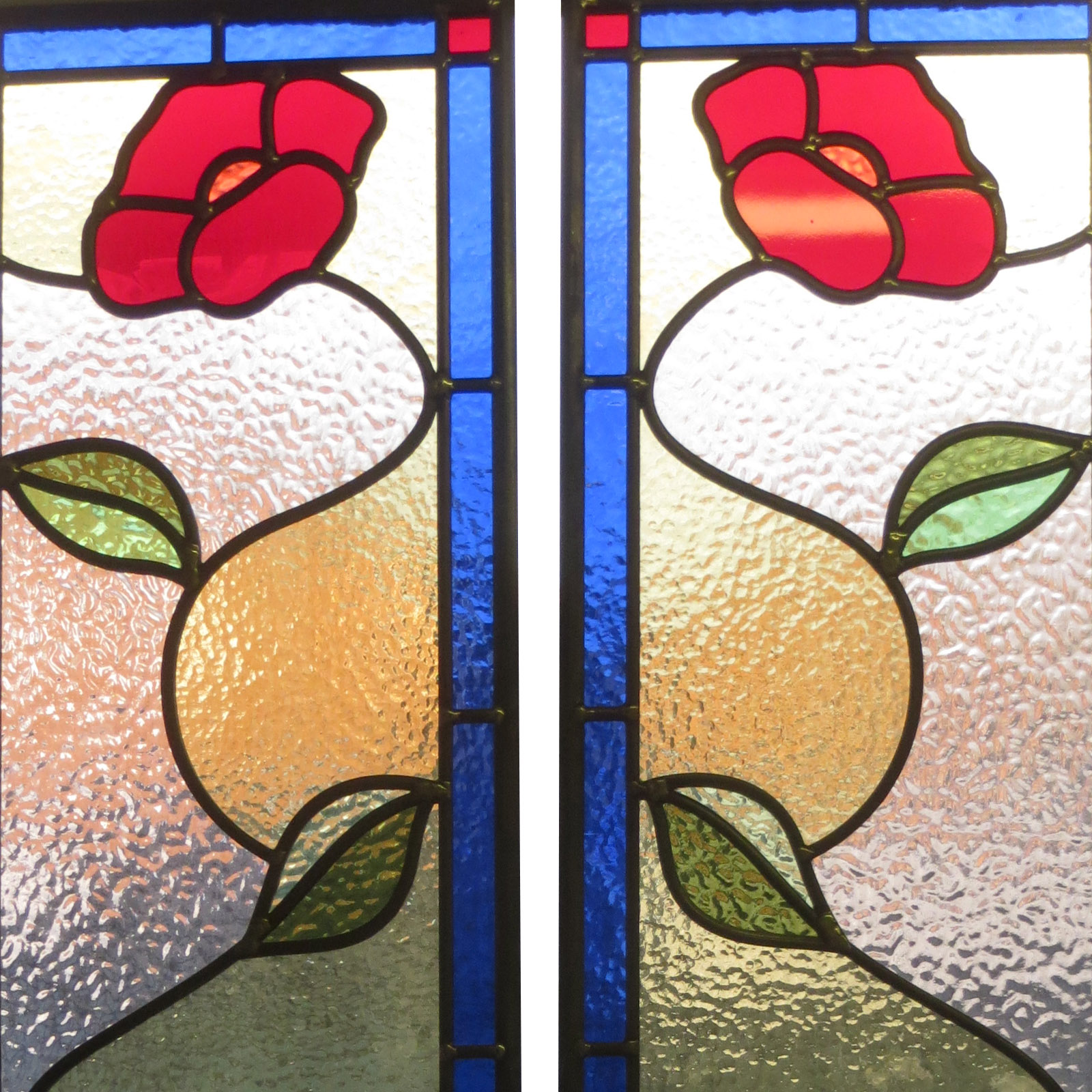 Traditional Simple Stained Glass Panel From Period Home Style
