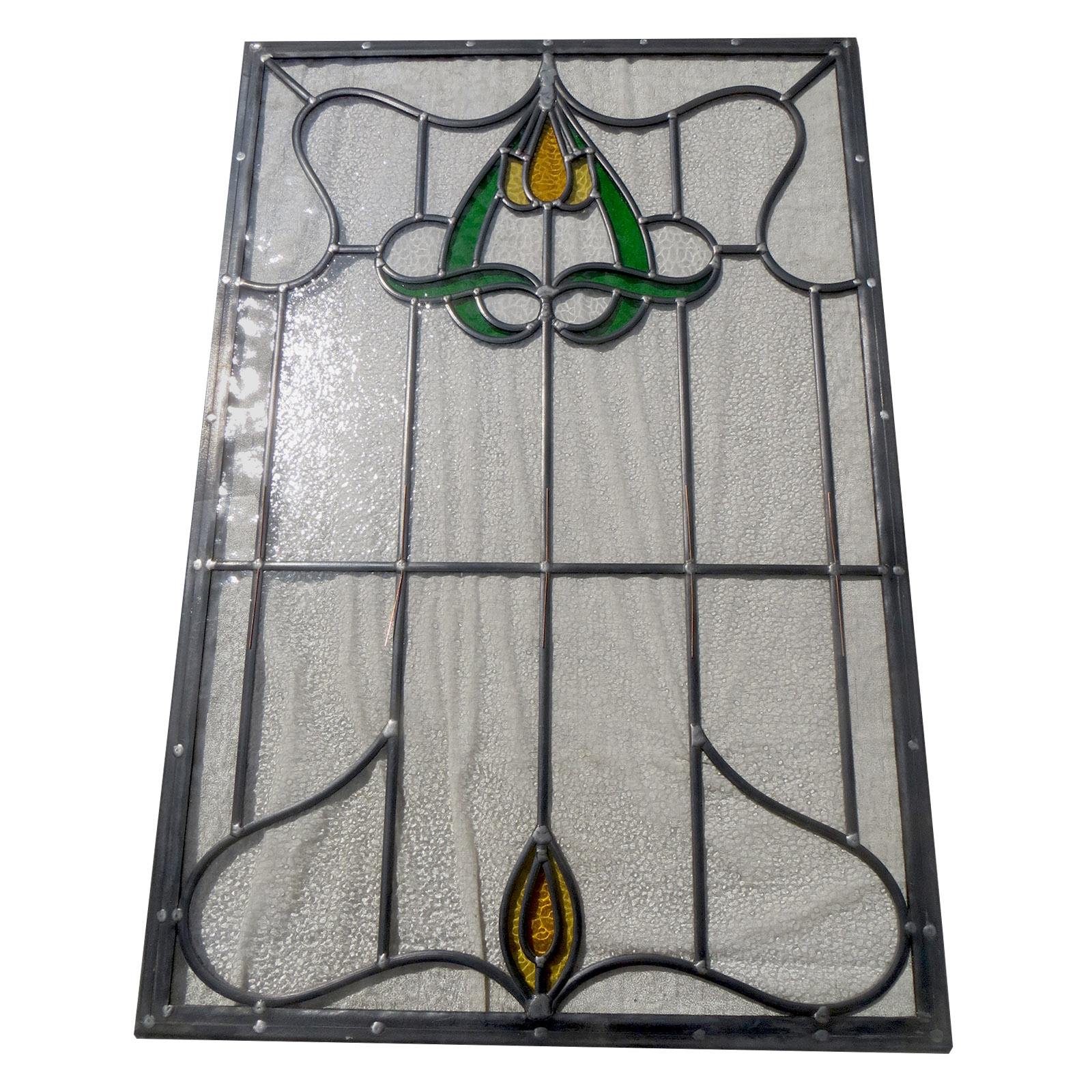 Art Nouveau Simple Stained Glass Panel From Period Home Style