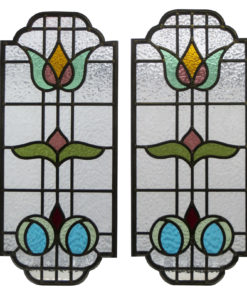 Floral Art Nouveau Stained Glass Panels