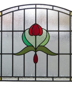 Arched Art Nouveau Stained Glass Panel