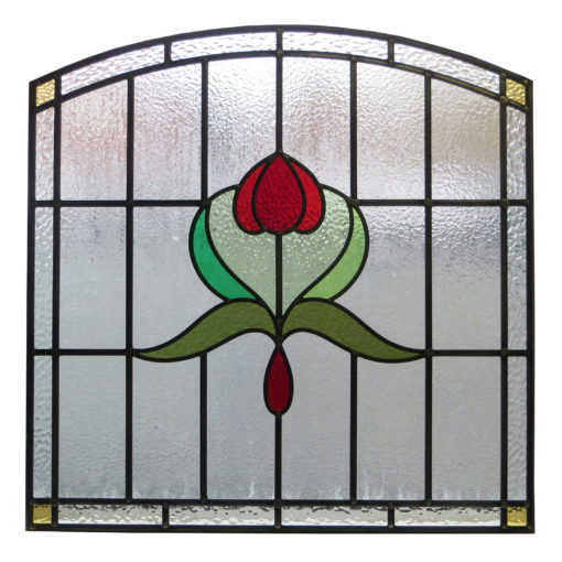 Arched Art Nouveau Stained Glass Panel