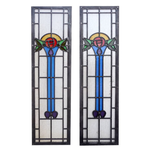 Art Nouveau Torch Stained Glass Panels