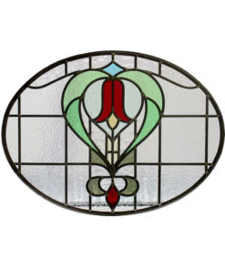 Simple Floral 1930s Stained Glass Panel