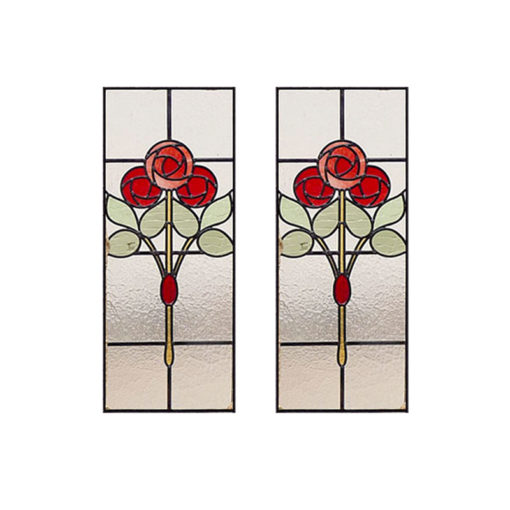 Victorian Mackintosh Rose Stained Glass Panels
