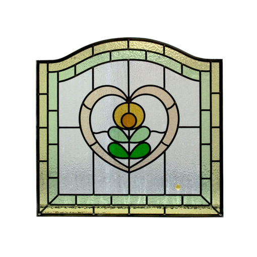1930s Floral Heart Stained Glass Panel
