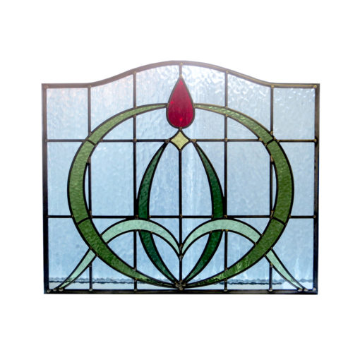 Art Nouveau Arched Stained Glass Panel