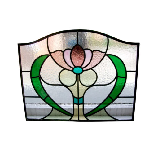 Art Nouveau Floral Stained Glass Panel