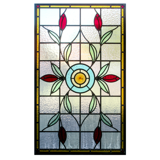 Intricate Floral Art Nouveau Stained Glass Panel