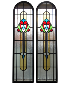 Art Nouveau Torches Stained Glass Panels