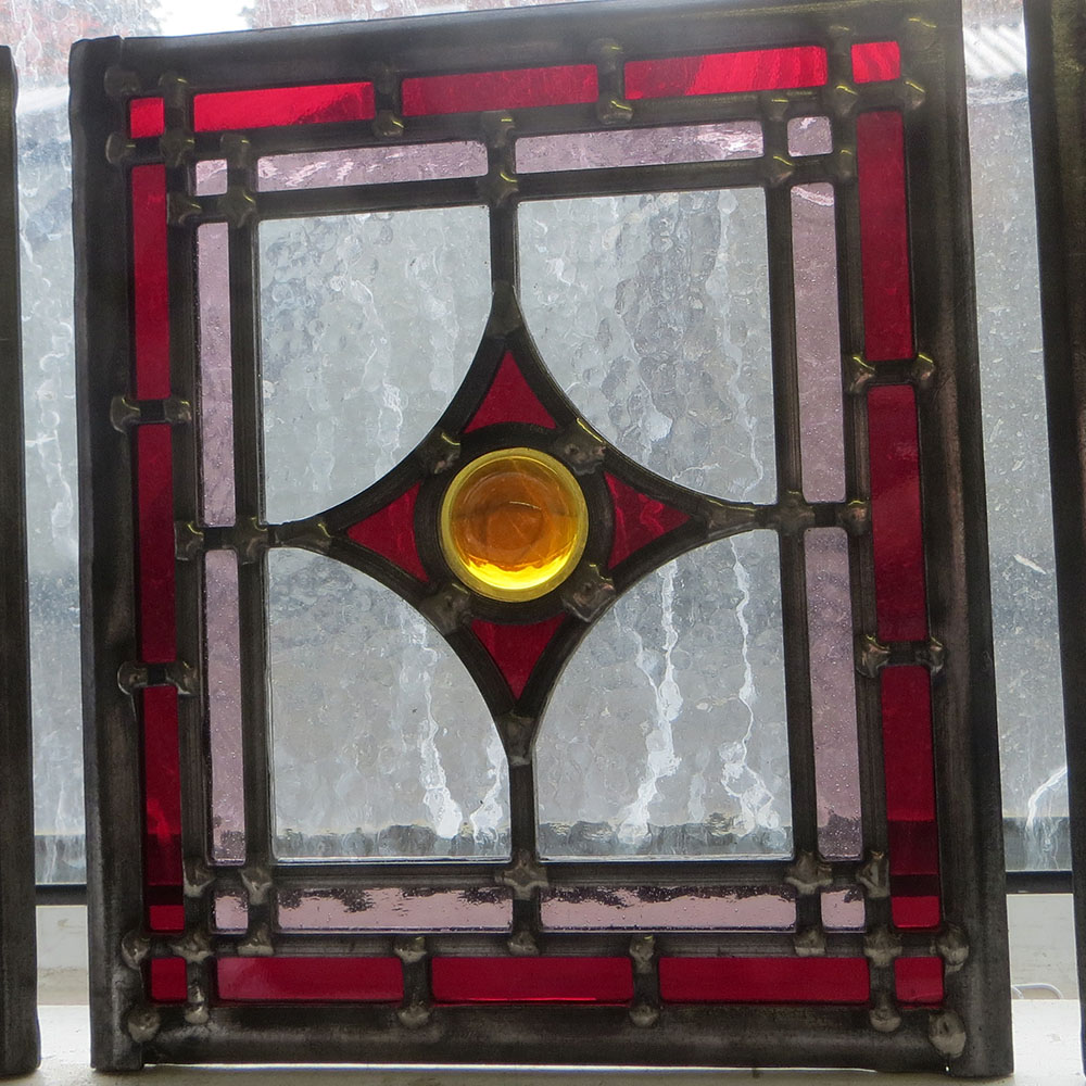 Edwardian Square Stained Glass Panels From Period Home Style