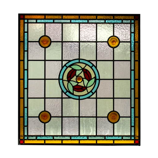 Floral Center Stained Glass Panel