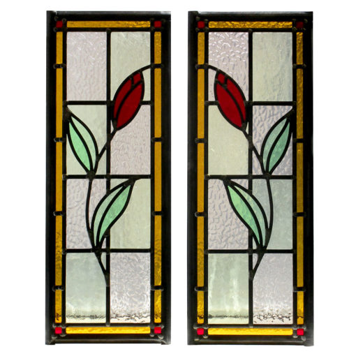 Edwardian Floral Stained Glass Panels