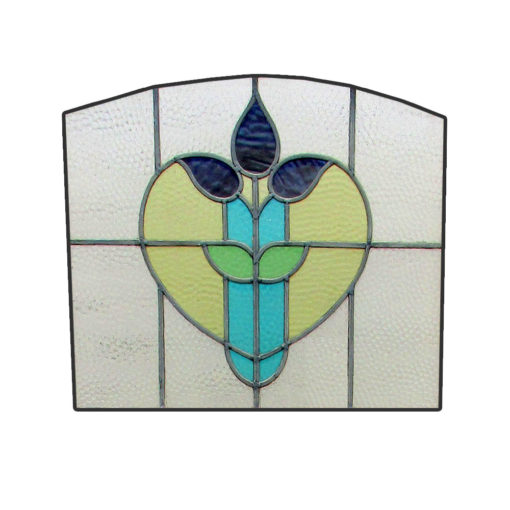 Floral Heart Stained Glass Panel