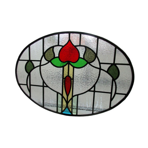1930s Floral Stained Glass Panel