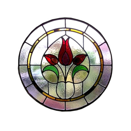 Circular Floral Stained Glass Panel