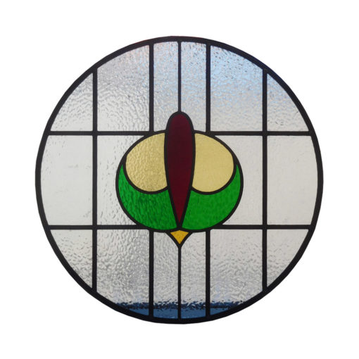 Round 1930s Stained Glass Panel