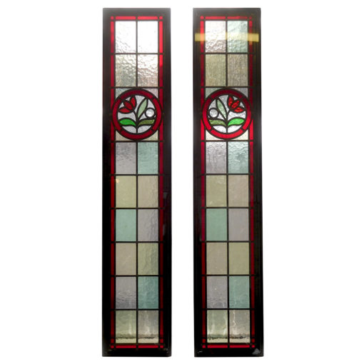 Floral Circle Stained Glass Panels