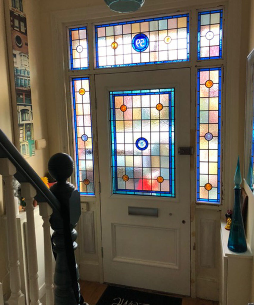 Restored Original Edwardian Front Door & Bespoke Stained Glass