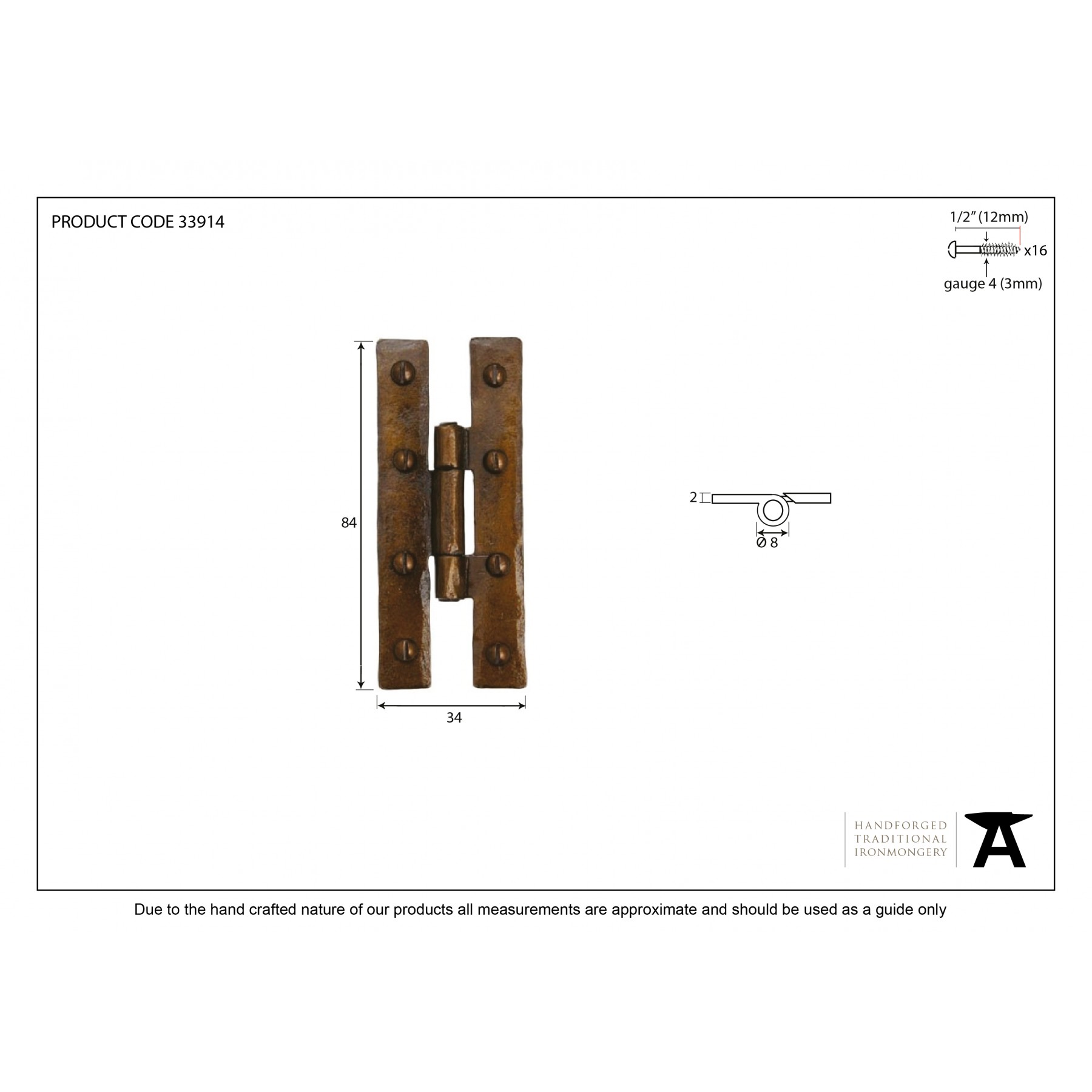 Bronze 3 25 H Hinge From The Anvil Traditional Front Doors   33914 V2 1 