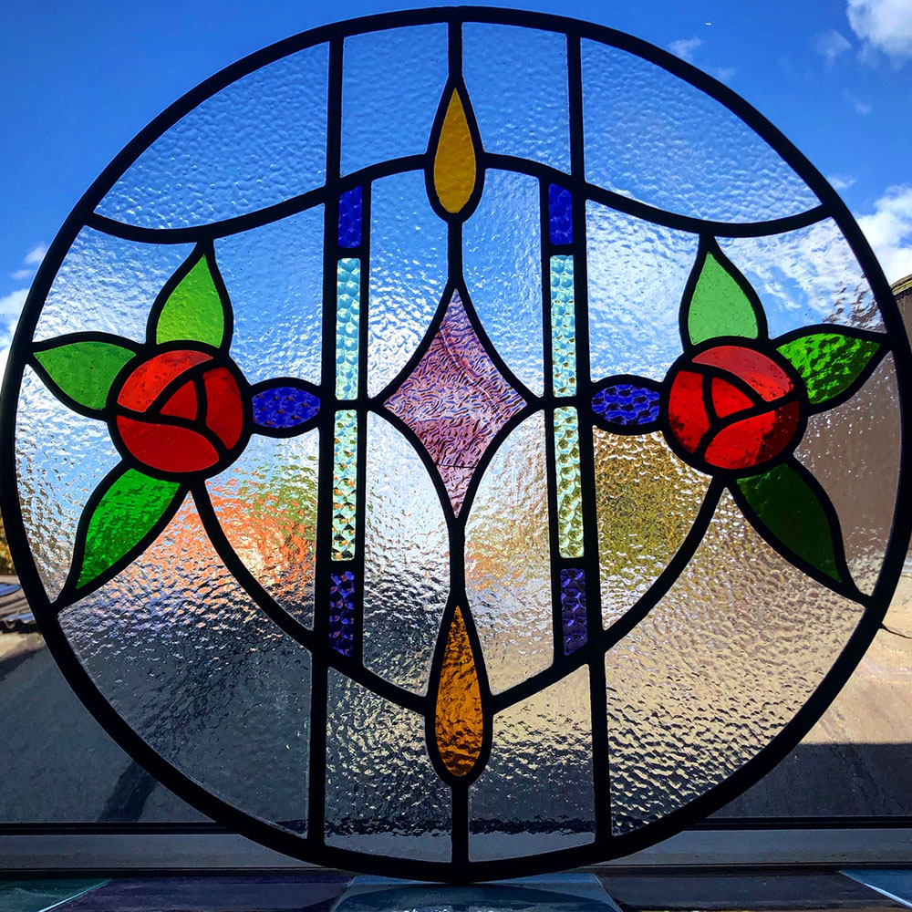 1930s Art Nouveau Stained Glass Design Traditional Front